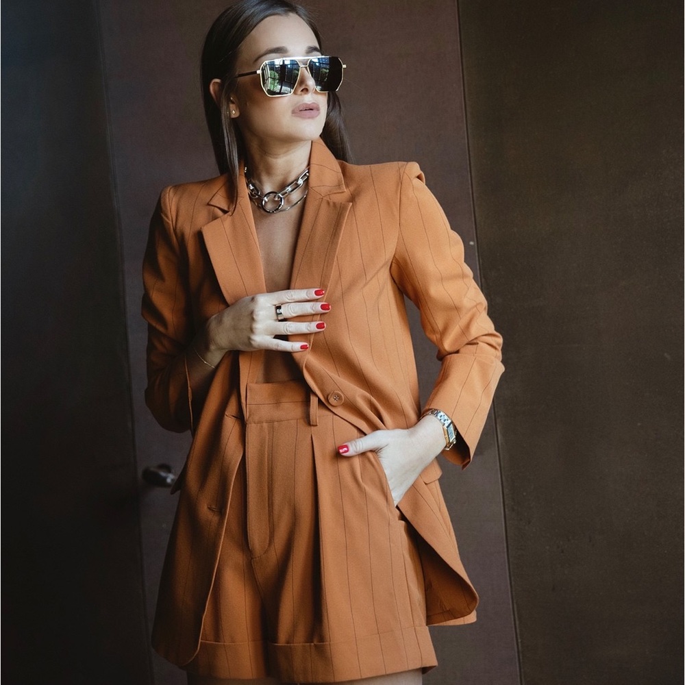 Danielle Bernstein Pinstriped Boyfriend Jacket